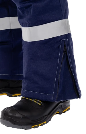 Костюм мужской МЕГАСТАТОЙЛ зимний от нефтепродуктов, кратковременного воздействия пламени, статического электричества, темно-синий/серый/оранж Кос 700