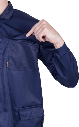 Халат мужской от растворов кислот и щелочей, механических воздействий, темно-синий Хал 008