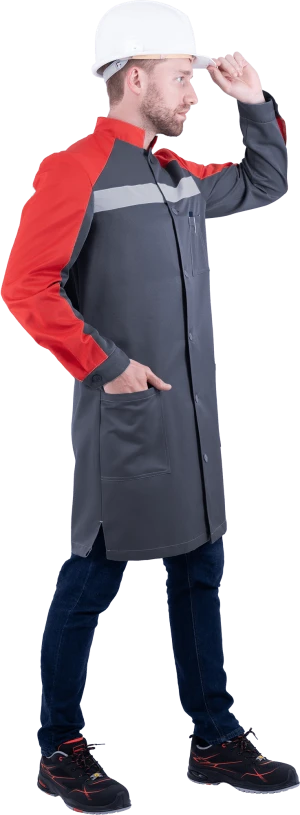 Халат РОУД летний, серый-красный Хал 552