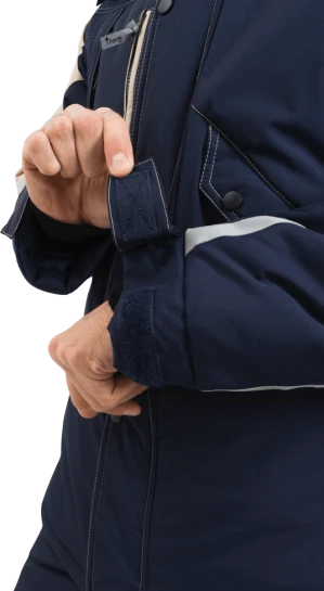 Куртка мужская ХАЙ-ТЕК от пониженных температур воздуха и ветра, механических воздействий и ОПЗ, синий/бежевый Кур 323